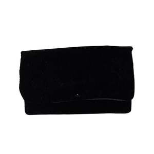 Black Velvet Foldover Cosmetic Makeup Bag Clutch Travel Pouch Zipper Organizer